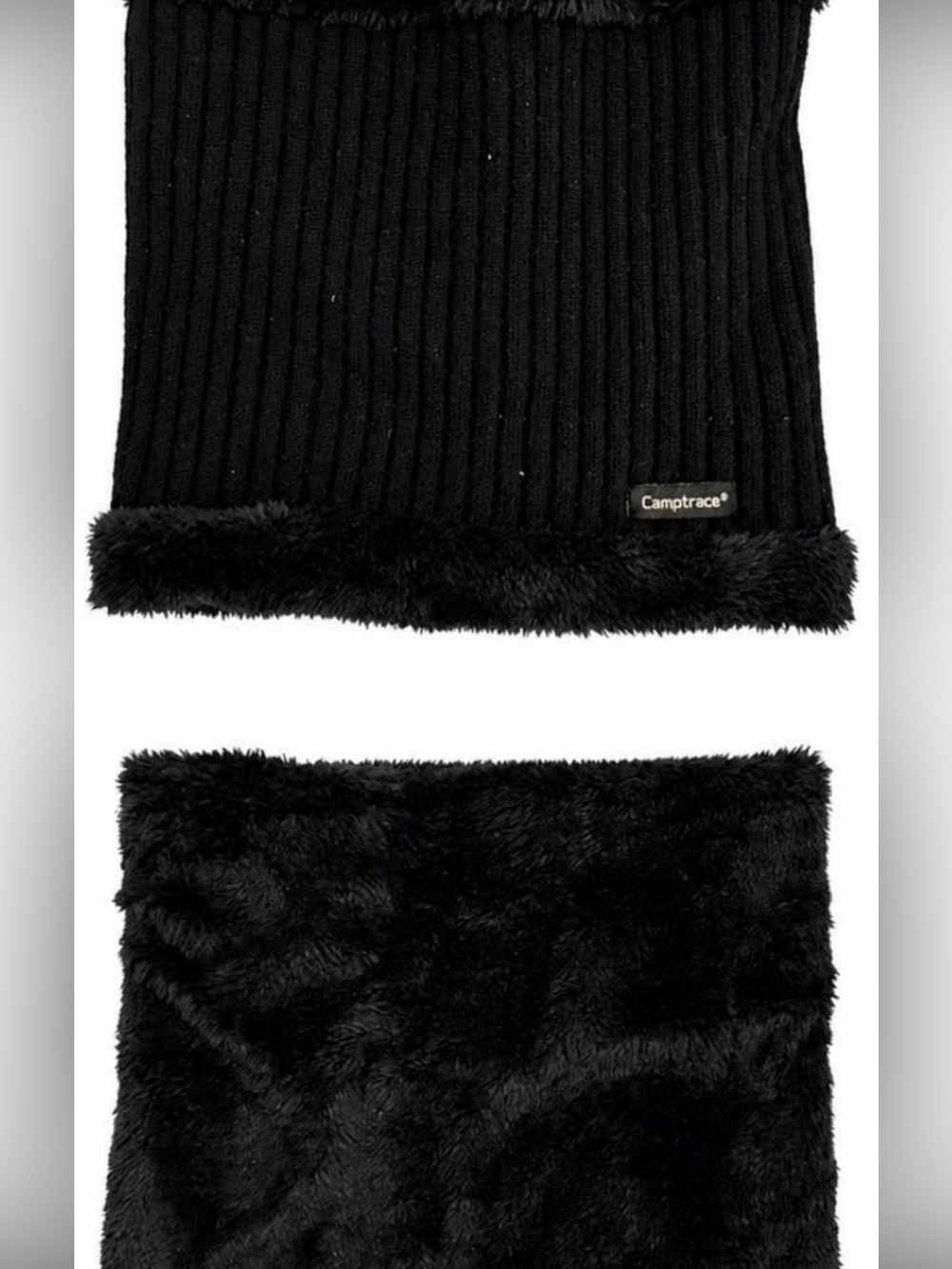 Black Faux-Fur Lined Neck Warmer